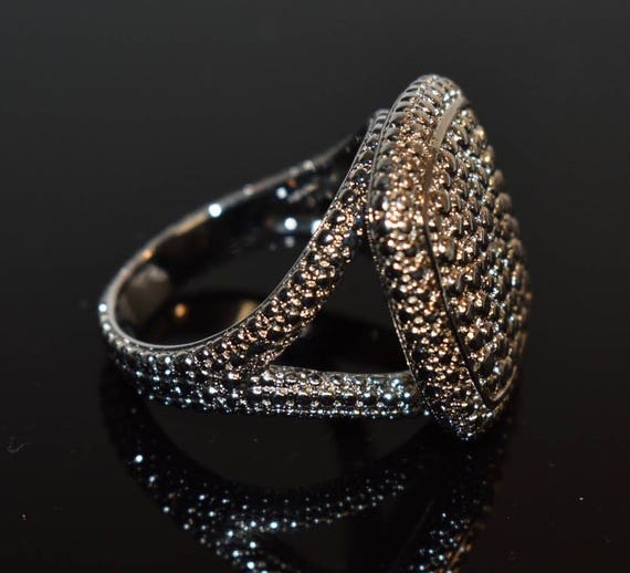 Sterling Silver Diamond Statement Ring, Vintage J… - image 3