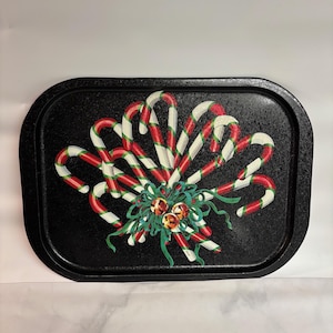 Vintage Potpourri Designs Jeanne Beauty 1995 Rectangle Candy Cane Holiday Tray (5003)