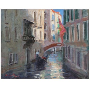 Venice Canal Original Oil Painting by Nino Pippa | Signed Artwork, COA Included | Venice, Italy Memory (3872)