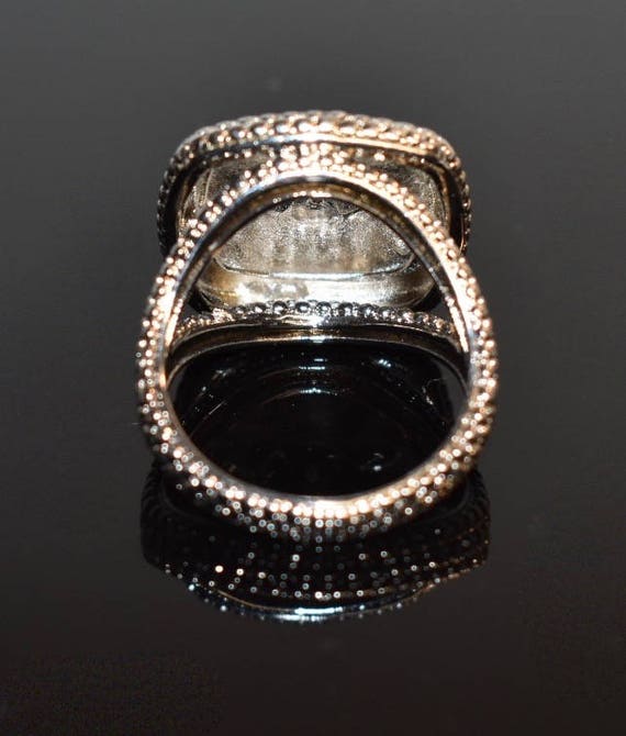 Sterling Silver Diamond Statement Ring, Vintage J… - image 4
