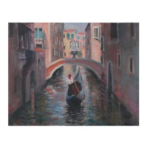 Venice Canal Original Oil Painting by Nino Pippa | Signed Artwork, COA Included | Venice, Italy Memory (3979)