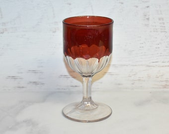 Vintage Ruby Flash Glass, Goblet, Ruby Flash Stained Glass (3768)