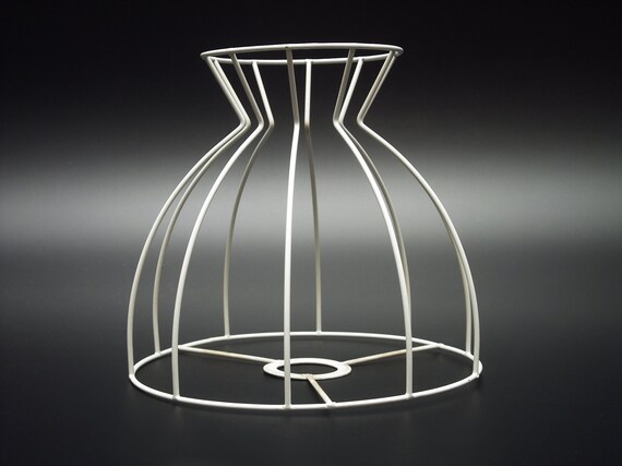 Wireframe French Lamp Shade Wire Frame POSEABLE WHITE Flower Shade Table Lamp