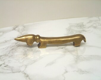 70s Brass Dog Bottle Opener Dachshund Vintage Gerstenberg Walter Bosse Style Mid Century Modern figurin solid cast brass dog paperweight