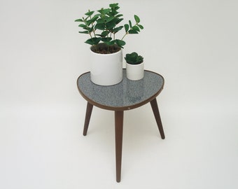Vintage 60s Plant Stand Mid Century modern flower table square stool small table gray brown gold GDR Germany mcm