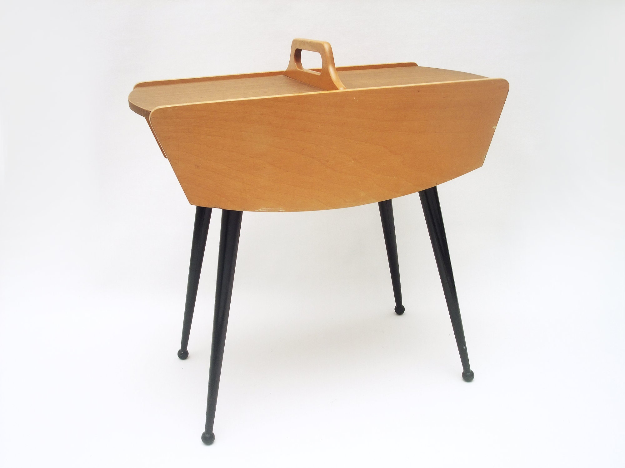 Modern Wooden Sewing Box, Side Table with Storage, Germany, 1960s For Sale  at 1stDibs  1960s wooden sewing box on legs, vintage sewing table with  storage, modern sewing box