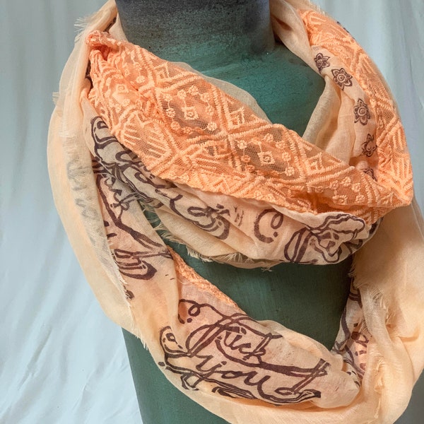 Fuck You Infinity Scarf - Peach Lace