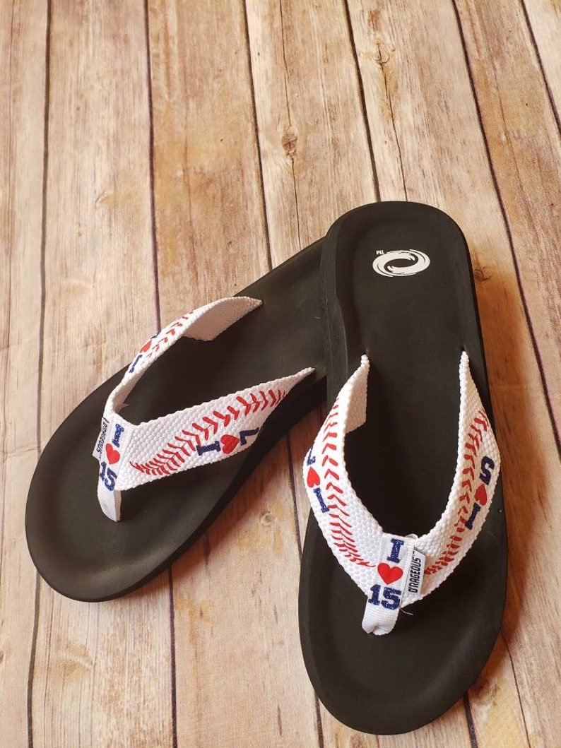 baseball flip flops personalized