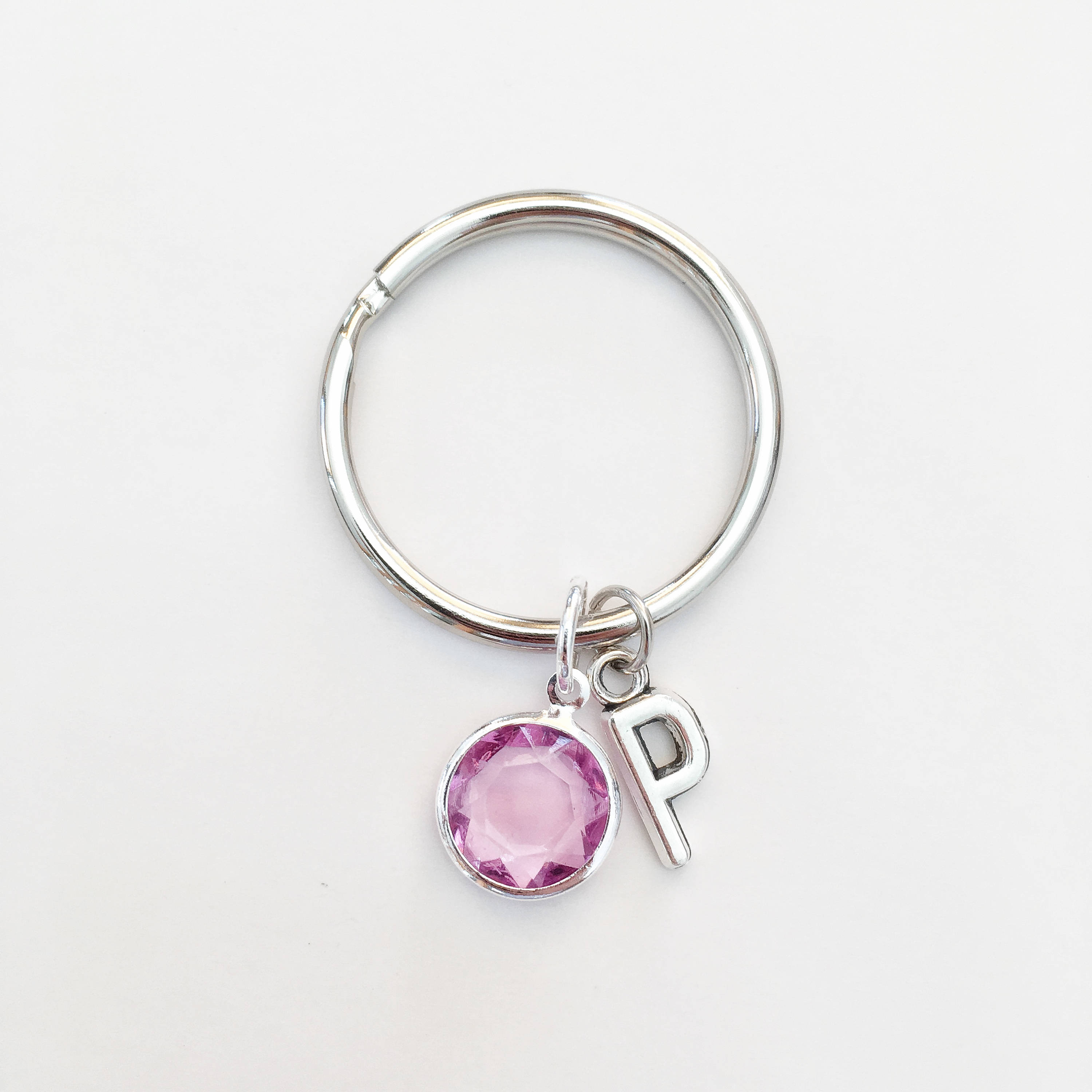 Birth Stone Initial Keychain Personalised Birthstone March