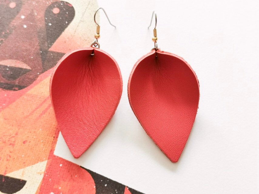 Burn Orange Earring Summer Spring Jewellery Leather Leaf Joanna Gaines Inspired Earrings Genuine Surgical Steel - Joanna Gaines Earrings Leather Burn Orange Earring Summer Spring Jewellery Leather Leaf Joanna Gaines Inspired Earrings Genuine Surgical Steel - Joanna Gaines Earrings Leather