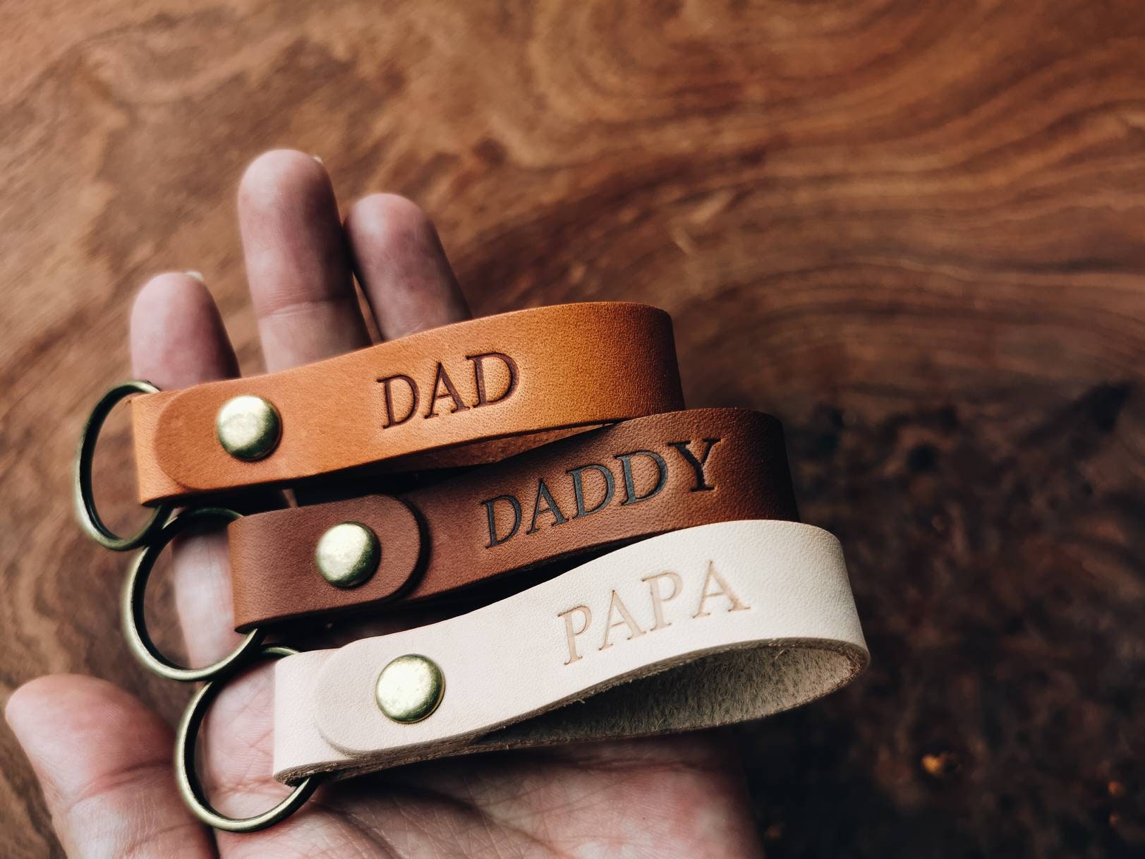 Fathers Day Gift Idea, Personalized Leather Keychain, Personalized