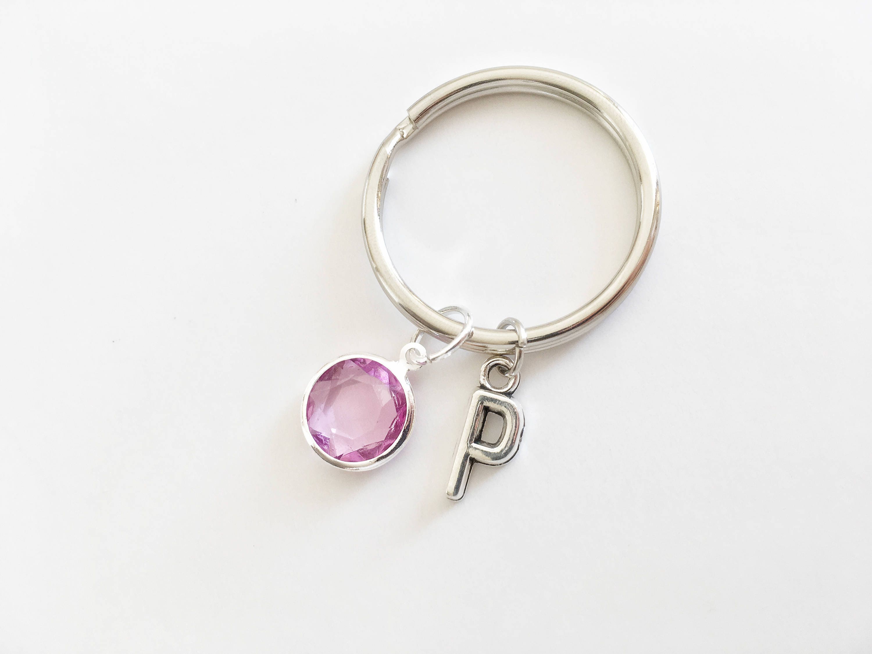 Birth Stone Initial Keychain Personalised Birthstone March
