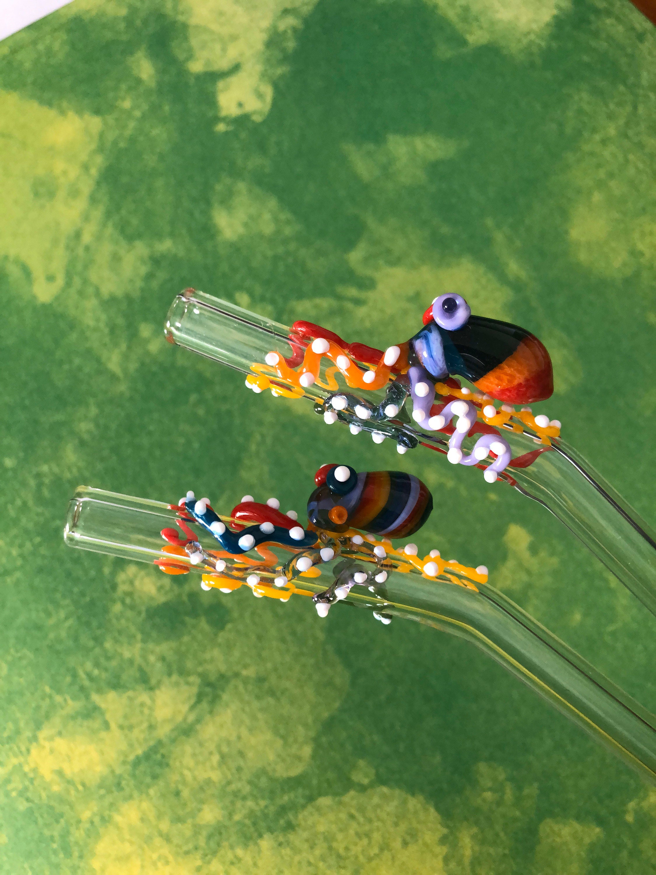 Glass straws rainbow octopus
