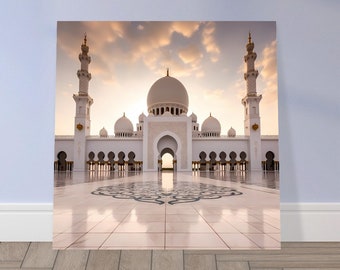 Grand mosque Abu Dhabi wall art, golden mosque, sheikh zayed mosque Ajman, poster design, housewarming gift