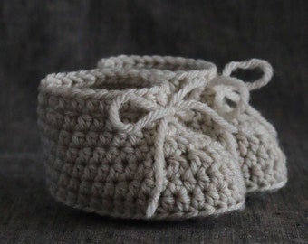 Natural, Undyed Wool Baby Crib Shoes - Light Brown Gender Neutral Short Baby Boots - 0 to 3 Months or 3 to 6 Months Available
