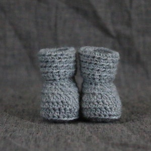 Baby Booties in Grey 0 to 3 or 3 to 6 Month Sizes Available image 2