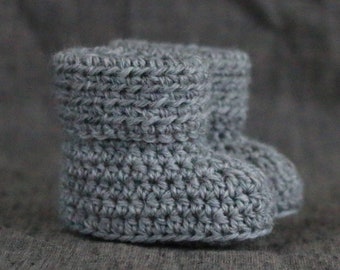 Baby Booties in Grey - 0 to 3 or 3 to 6 Month Sizes Available