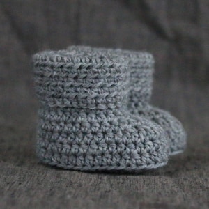 Baby Booties in Grey 0 to 3 or 3 to 6 Month Sizes Available image 1