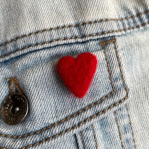Tiny Red Heart Pin - Lapel Brooch for Weddings - Felt Heart Jewelry - Wool Red Heart Pin - Mother&#39;s Day Gift Idea