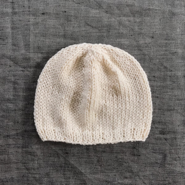 Simple Beanie - Hand Knitted in Organic Cotton or Merino Wool - Baby to Adult Sizes Available