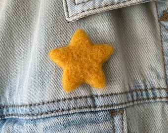 Big Golden Yellow Star Pin - Felt Star Jewelry - Wool Gold Star Pin - Gift Idea