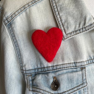 Big Felted Red Heart Pin - Valentine's Day Heart Brooch - Felt Heart Jewelry - Wool Red Heart Pin - Felt Pin - Mothers Day Gift Idea