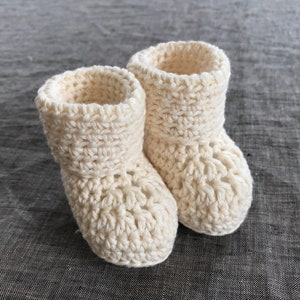 Fold Down Baby Booties - Organic Cotton or Wool - 0 to 3 Months