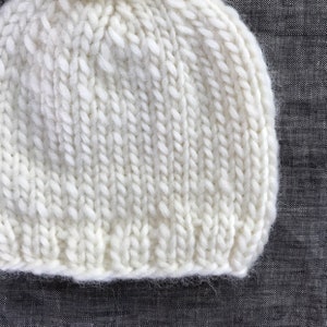Knit Wool Cream Pompom Beanie Baby Through Adult Sizes Available image 3