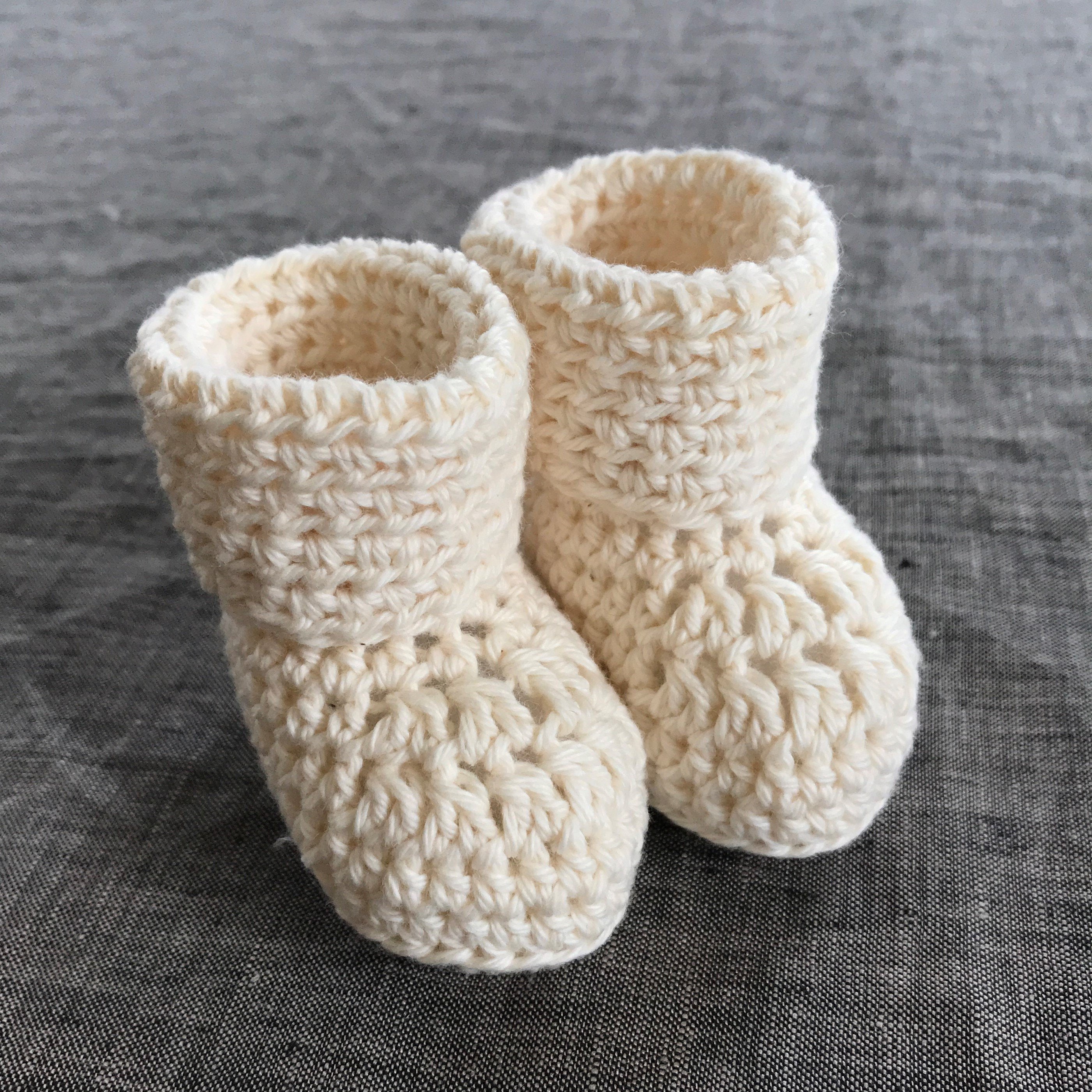 Fold Down Baby Booties - Organic Cotton or Wool - 0 to 3 Months