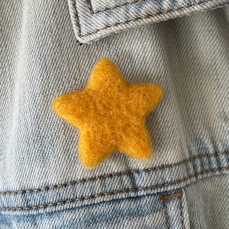 Big Golden Yellow Star Pin Felt Star Jewelry Wool Gold Star Pin Gift Idea image 3