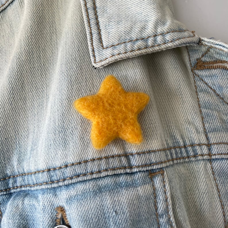 Big Golden Yellow Star Pin Felt Star Jewelry Wool Gold Star Pin Gift Idea image 7