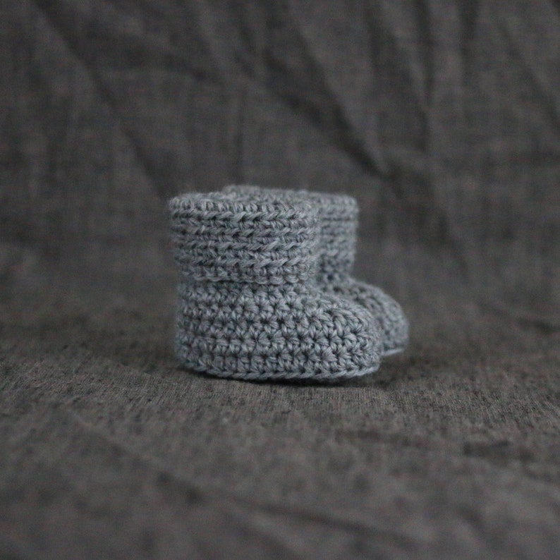 Baby Booties in Grey 0 to 3 or 3 to 6 Month Sizes Available image 1