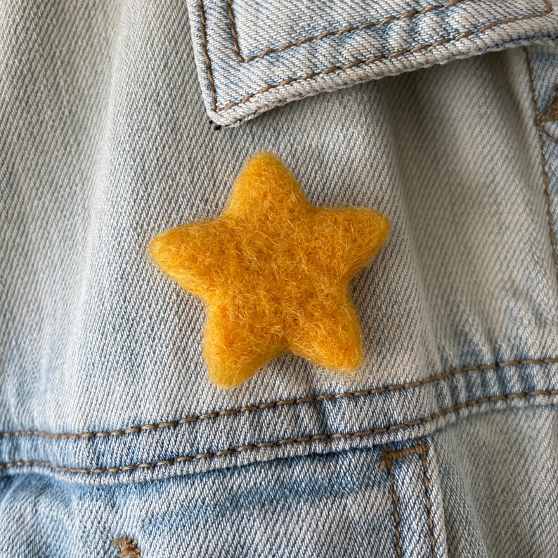 Big Golden Yellow Star Pin Felt Star Jewelry Wool Gold Star Pin Gift Idea image 8