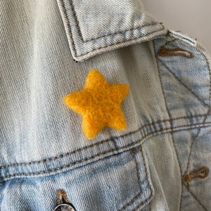 Big Golden Yellow Star Pin Felt Star Jewelry Wool Gold Star Pin Gift Idea image 6