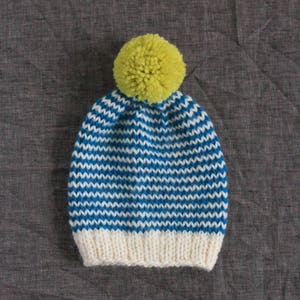 Turquoise and White Striped Toddler Beanie - All Sizes Available