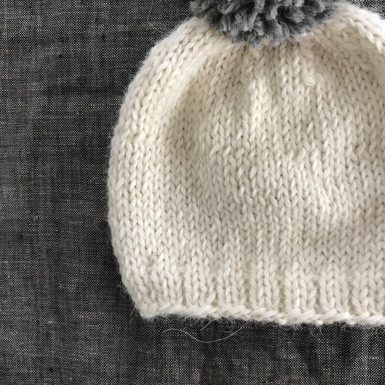 Grey and Off White Alpaca Beanie with a Pompom image 6