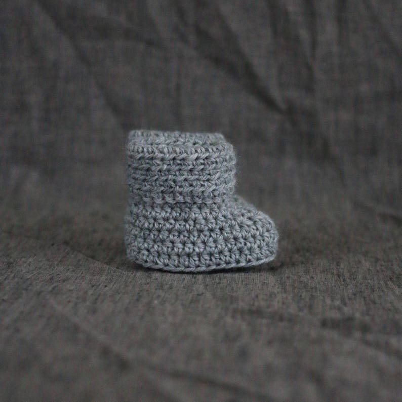 Baby Booties in Grey 0 to 3 or 3 to 6 Month Sizes Available image 4