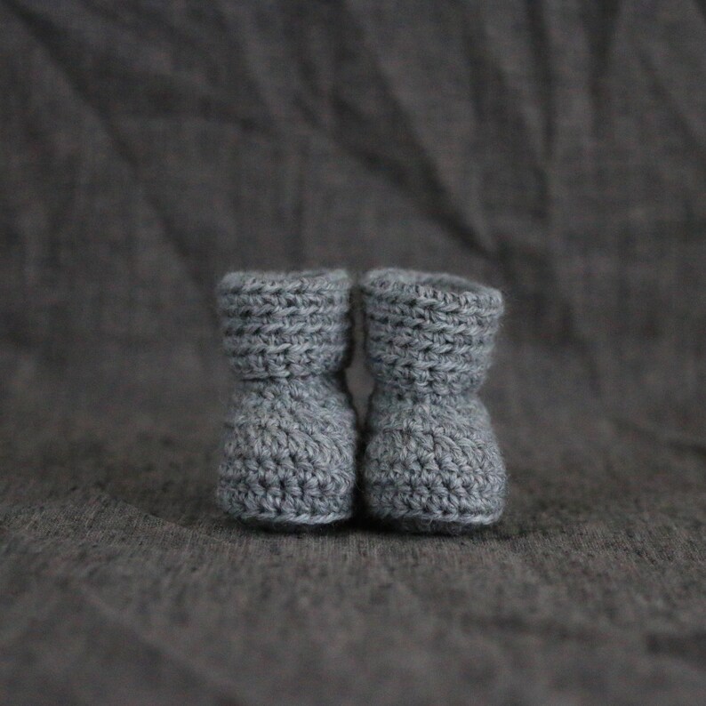 Baby Booties in Grey 0 to 3 or 3 to 6 Month Sizes Available image 3