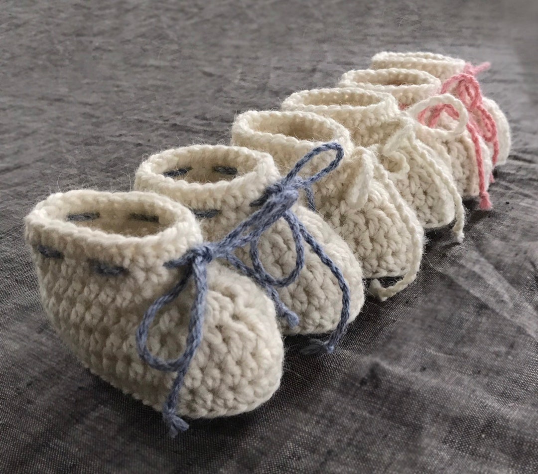Off White Crochet Baby Booties With Ties 0 to 3 or 3 to 6 Months Etsy