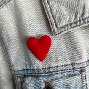 Small Red Heart Pin Lapel Brooch for Weddings Felt Heart Jewelry Wool Red Heart Pin Mother's Day Gift Idea image 3