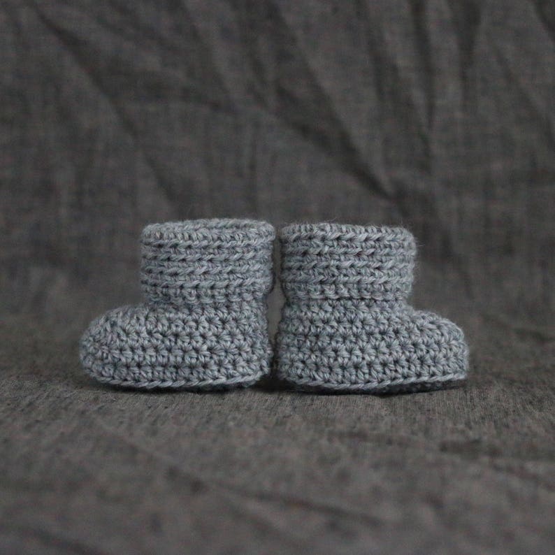 Baby Booties in Grey 0 to 3 or 3 to 6 Month Sizes Available image 5