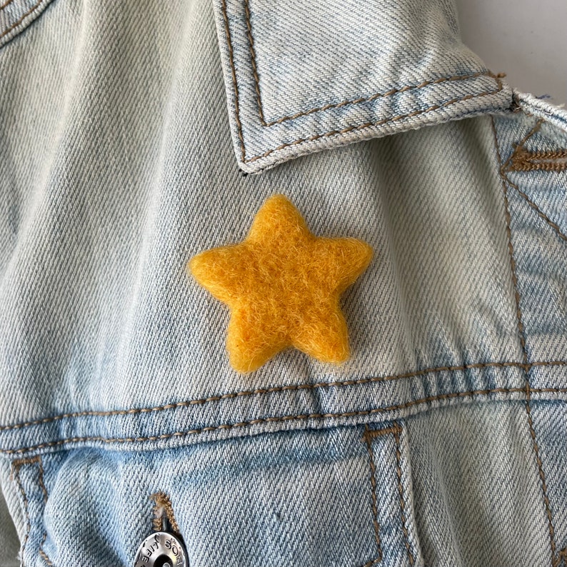 Big Golden Yellow Star Pin Felt Star Jewelry Wool Gold Star Pin Gift Idea image 1