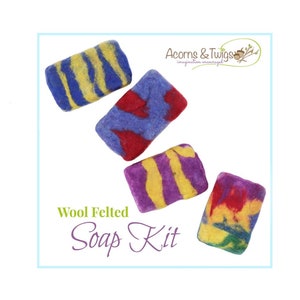 Wool Felted Soap Kit // Learn to wet felt a bar of soap // Kids Wet Felting Project // Beginner Felting Kit // DIY Felted Soap