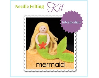 Needle Felting Kit // Mermaid Felting Kit // Animal Needle Felting // Beginner Animal Felting Kit // WoolPets // Wool Craft