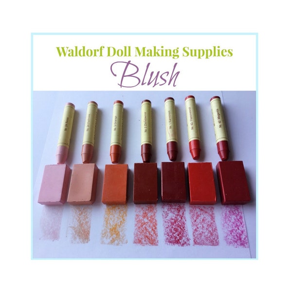Waldorf Doll Blush / Stockmar Beeswax Crayon Sticks and Blocks for Rouge/ Red Cheeks for Cloth Dolls / Pink Natural Fiber Doll Lips Crayons