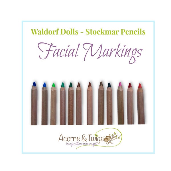 Colored Pencils for Facial Features on Cloth Dolls - Waldorf Inspired Doll Making Supplies - Freckles, Eyes, Mouth Lips, Blush.