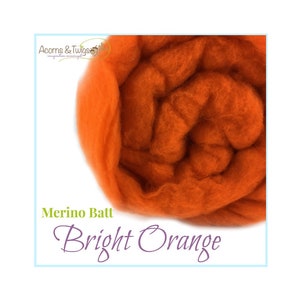 Bright Orange Carded Wool Batting, 1 oz Batts for Spinning, Felting Wool Batting, DIY Roving, Spinning Batting, Spinning Batt, Wool Batting image 1