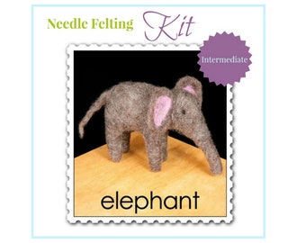 Needle Felting Kit // Intermediate Elephant //Animal Needle Felting // Easy Animal Felting Kit // WoolPets // Wool Craft