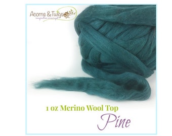 Wool For Felting // Wet Felting Supplies // 1 oz Green Top // Needle Felting Supplies // SA53