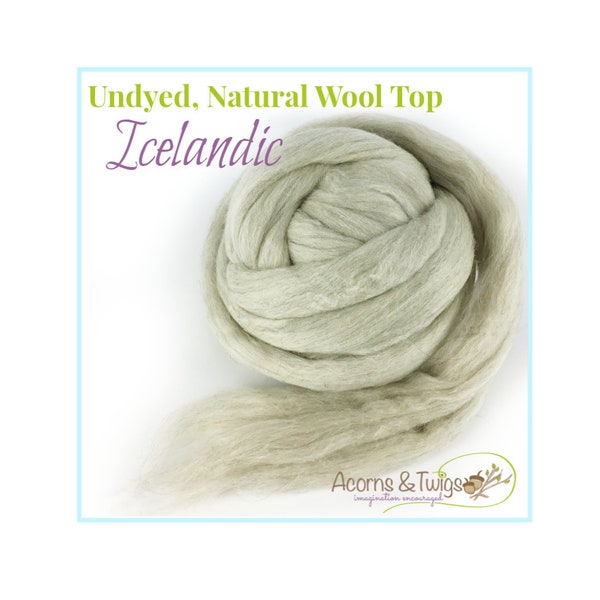 Undyed, Natural Icelandic Fiber Top / Roving, 1 oz Beige Sheeps Wool, Felting Wool, Spinning, Weaving Textures, Polarfuchs